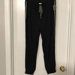 Black grey stripe comfy pants.